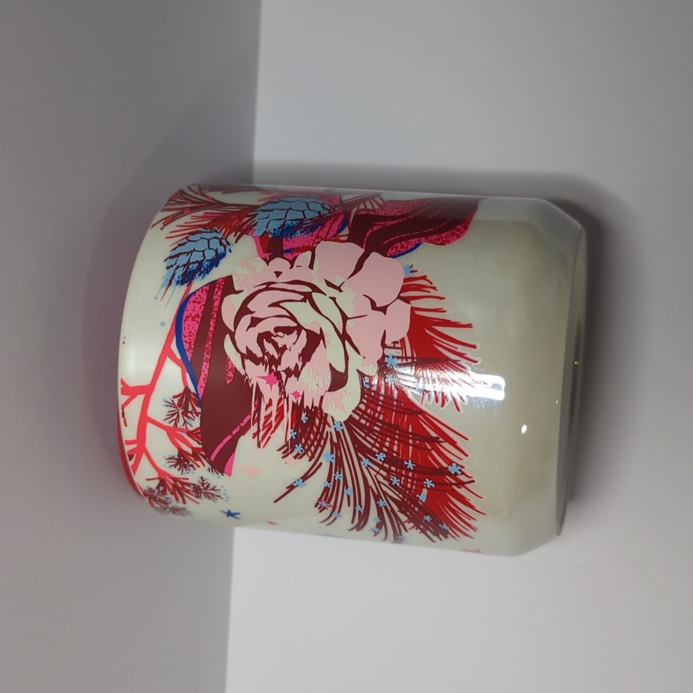 2023 Starbucks Holiday Pink Rose Double Wall Ceramic Cup Mug 8 oz Lid No Handle